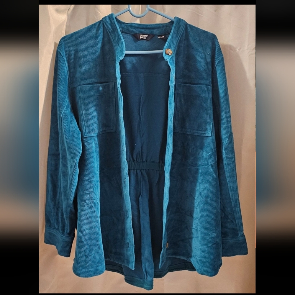 Lands' End Teal Corduroy Shirt - Picture 2 of 5